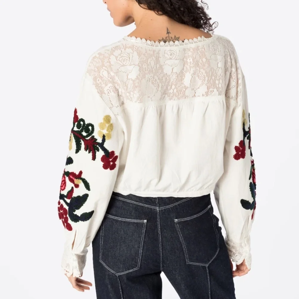 NEW Free People Embroidered Crop Blouse